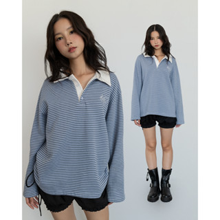 Áo nỉ dài tay dáng rộng cổ bẻ NakedbyV - Rugby Sweatshirt