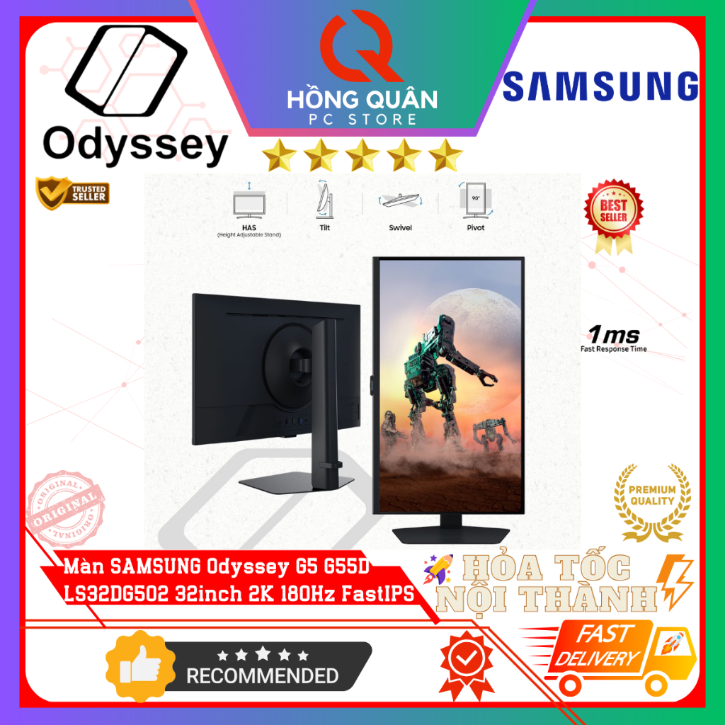 Màn Hình SAMSUNG Odyssey G5 G50D LS32DG502 32inch 2K 180Hz Fast IPS HDR 1ms GtG New - Hàng Chính Hãng Bảo Hành 2 Năm | BigBuy360 - bigbuy360.vn