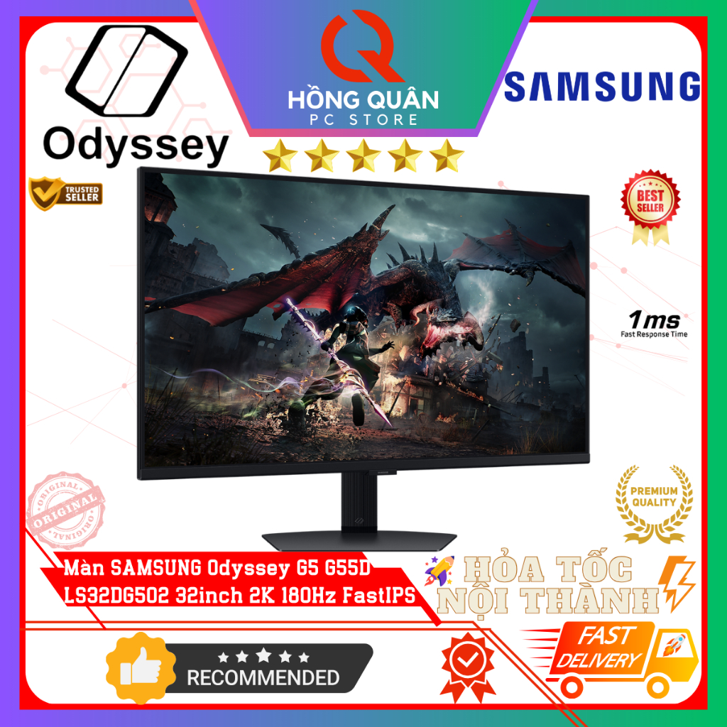 Màn Hình SAMSUNG Odyssey G5 G50D LS32DG502 32inch 2K 180Hz Fast IPS HDR 1ms GtG New - Hàng Chính Hãng Bảo Hành 2 Năm | BigBuy360 - bigbuy360.vn