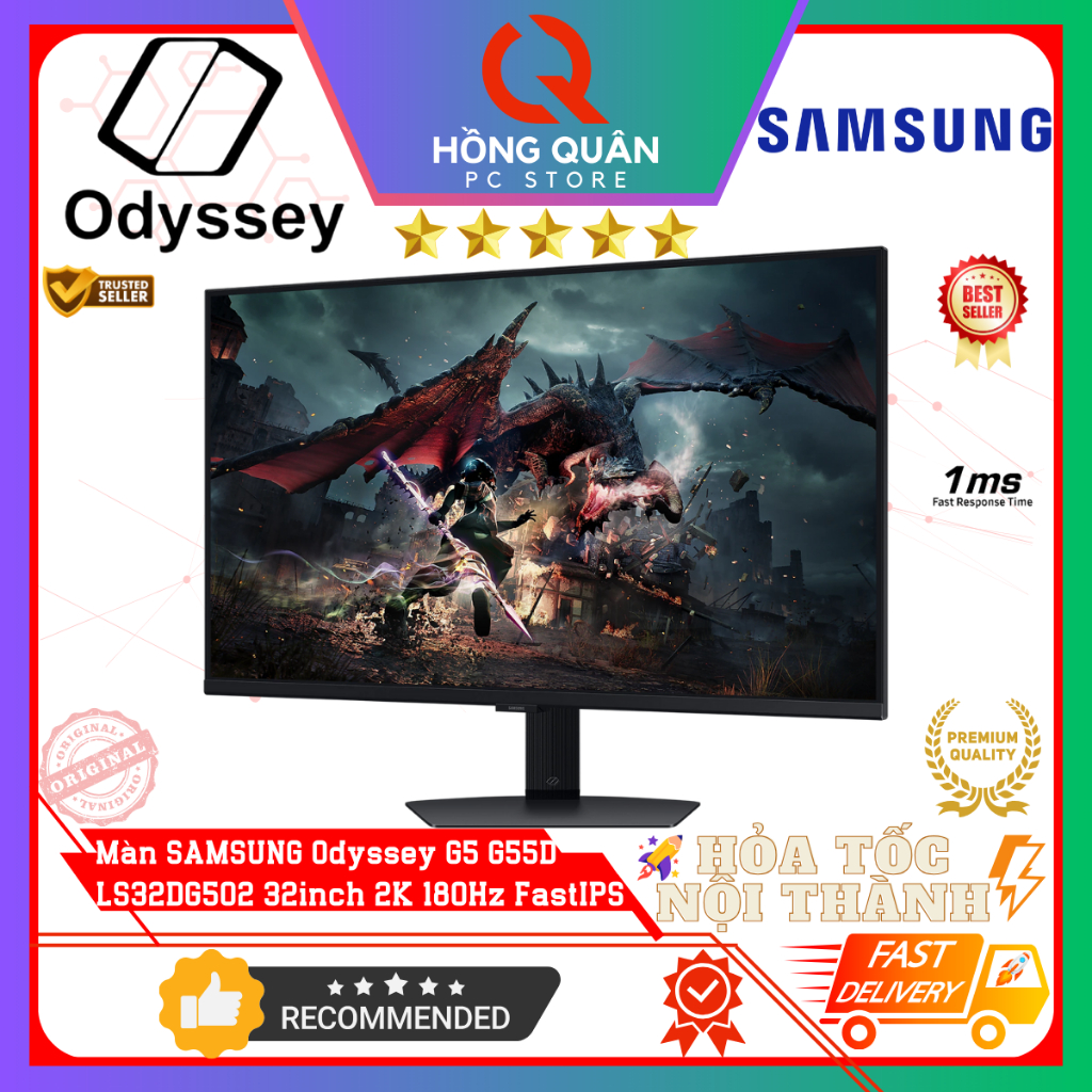 Màn Hình SAMSUNG Odyssey G5 G50D LS32DG502 32inch 2K 180Hz Fast IPS HDR 1ms GtG New - Hàng Chính Hãng Bảo Hành 2 Năm | BigBuy360 - bigbuy360.vn