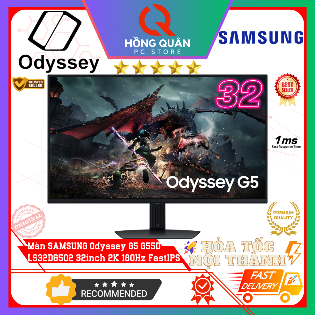 Màn Hình SAMSUNG Odyssey G5 G50D LS32DG502 32inch 2K 180Hz Fast IPS HDR 1ms GtG New - Hàng Chính Hãng Bảo Hành 2 Năm | BigBuy360 - bigbuy360.vn