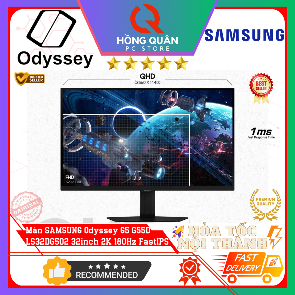 Màn Hình SAMSUNG Odyssey G5 G50D LS32DG502 32inch 2K 180Hz Fast IPS HDR 1ms GtG New - Hàng Chính Hãng Bảo Hành 2 Năm | BigBuy360 - bigbuy360.vn