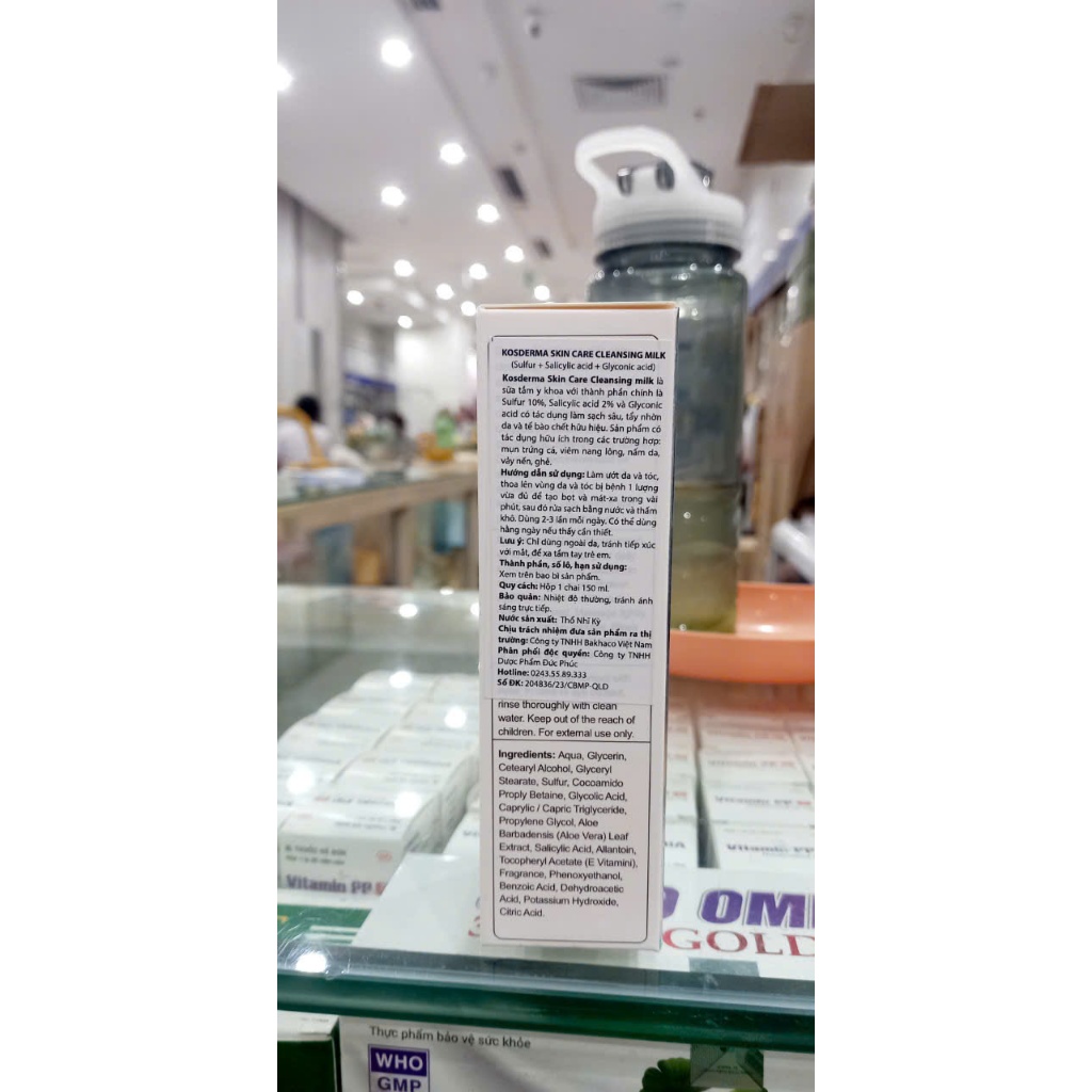 Sữa tắm y khoa Kosderma - Làm Sạch Sâu, Giảm Nhờn Mụn, Vim Nang Lông, Nấm ghẻ -150ml - NK Thổ Nhĩ Kỳ