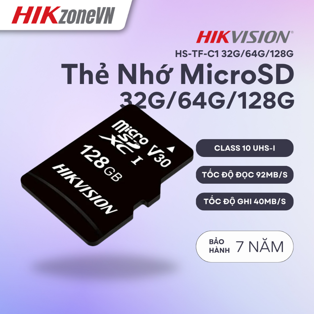 Thẻ Nhớ Micro SD HIKVISION HS-TF-C1 32G/64G/128G Class 10 Cho Camera, Máy Ảnh, Điện Thoại