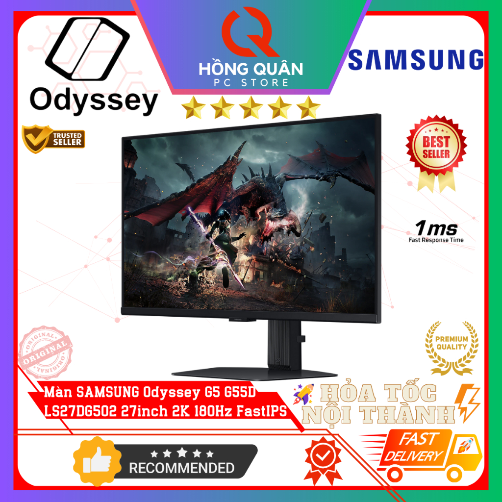 Màn Hình SAMSUNG Odyssey G5 G50D LS27DG502 27inch 2K 180Hz Fast IPS HDR 1ms GtG New - Hàng Chính Hãng Bảo Hành 2 Năm | BigBuy360 - bigbuy360.vn