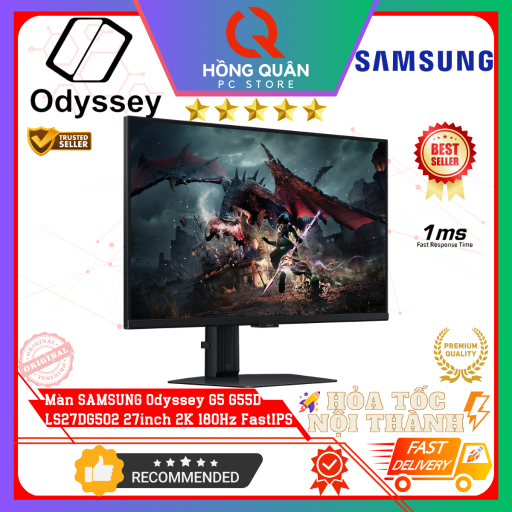 Màn Hình SAMSUNG Odyssey G5 G50D LS27DG502 27inch 2K 180Hz Fast IPS HDR 1ms GtG New - Hàng Chính Hãng Bảo Hành 2 Năm | BigBuy360 - bigbuy360.vn
