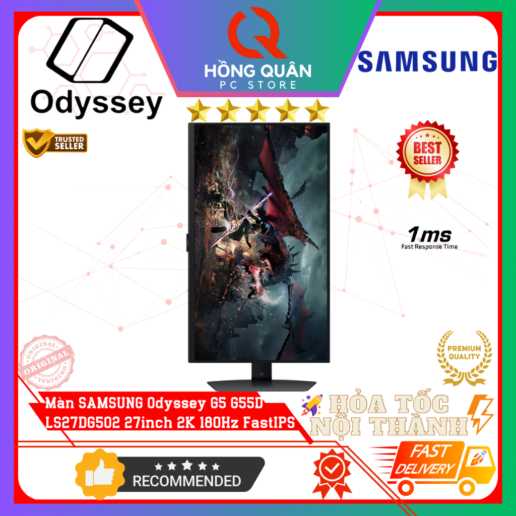 Màn Hình SAMSUNG Odyssey G5 G50D LS27DG502 27inch 2K 180Hz Fast IPS HDR 1ms GtG New - Hàng Chính Hãng Bảo Hành 2 Năm | BigBuy360 - bigbuy360.vn