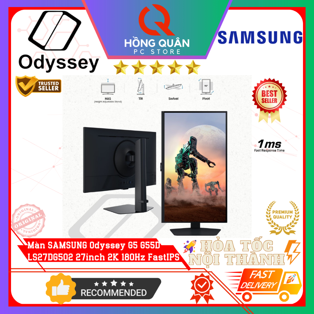 Màn Hình SAMSUNG Odyssey G5 G50D LS27DG502 27inch 2K 180Hz Fast IPS HDR 1ms GtG New - Hàng Chính Hãng Bảo Hành 2 Năm | BigBuy360 - bigbuy360.vn