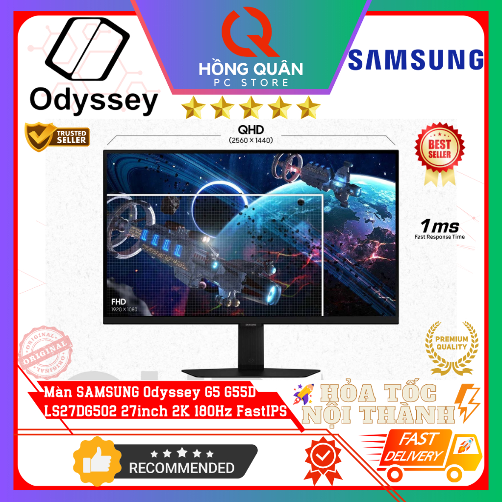 Màn Hình SAMSUNG Odyssey G5 G50D LS27DG502 27inch 2K 180Hz Fast IPS HDR 1ms GtG New - Hàng Chính Hãng Bảo Hành 2 Năm | BigBuy360 - bigbuy360.vn