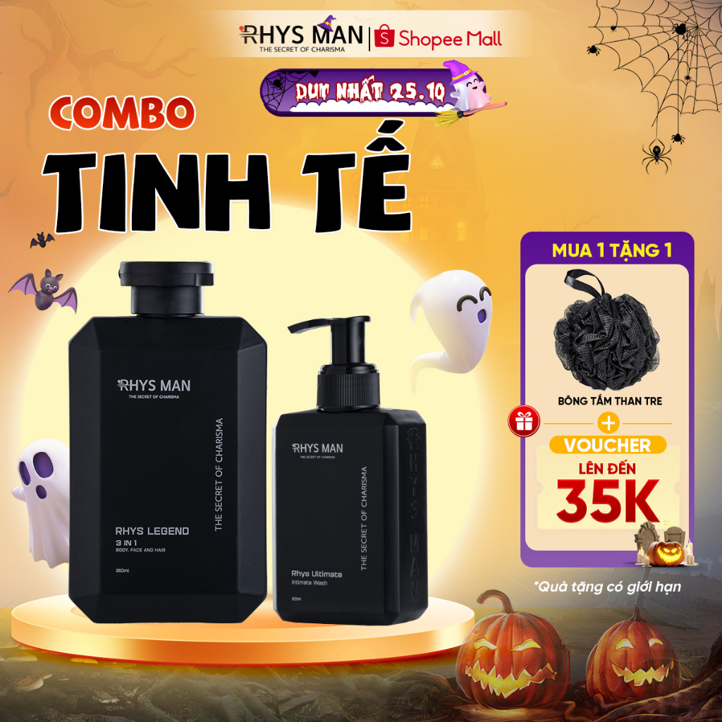 Combo Sữa tắm gội nam 3in1 350ml & Dung dịch vệ sinh nam 120ml RHYS MAN