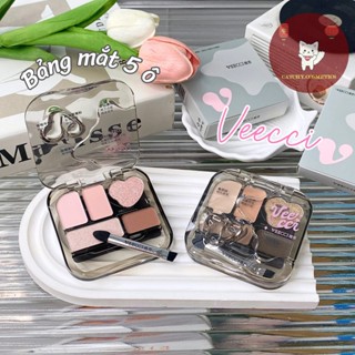   VEECCI  Bảng Phấn Trang Điểm Mắt VEECCI 5 Ô Kèm Cọ 2 Đầu Đa Năng Tiện Lợi Tone Màu Tự Nhiên 4g 