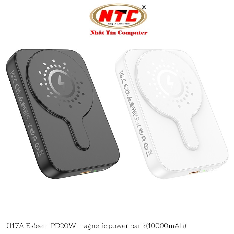 Pin dự phòng không dây Hoco J117A 10000mAh Wireless Charge 15W, QC 3.0 22.5W và TypeC PD 20W - Hãng phân phối
