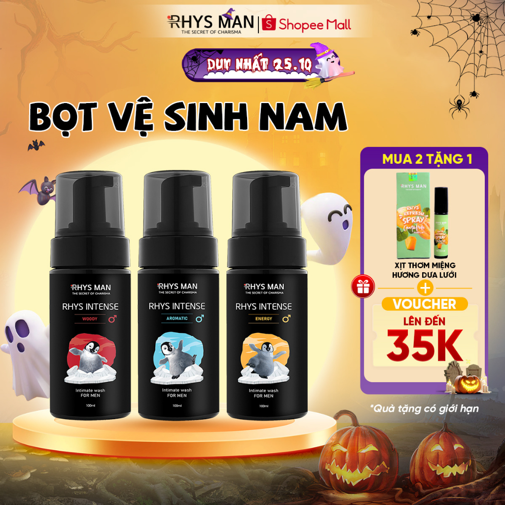Bọt vệ sinh nam RHYS MAN tạo bọt mịn Rhys Intense 100ml