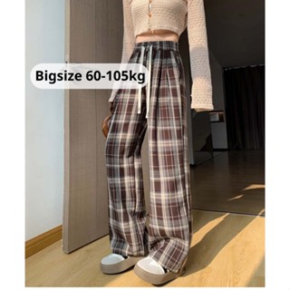 Quần kẻ caro ống rộng bigsize 110kg_ quần ống suông bigsize chất thô QH1