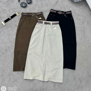  CHÂN VÁY JEANS DÁNG DÀI XẺ SAU KÈM ĐAI HÀNG QCL1 MS269962 