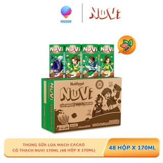 Thùng 48 Hộp NuVi Sữa Lúa Mạch Thạch Cacao/ Dâu/  Thạch Cam/ Đường Đen 170ml - NUTIFOOD - YOOSOO
