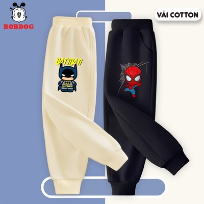 Quần dài cho bé trai BOBDOG chất nỉ da cá  in hình Batman Người Nhện  cute cho bé