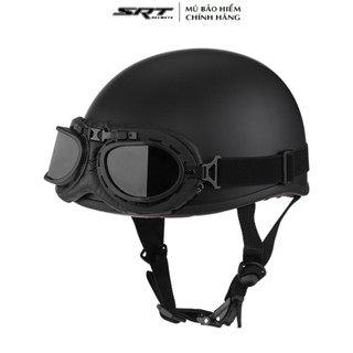 Combo mũ bảo hiểm nửa đầu phượt kèm kính phi công vintage, nón bảo hiểm phượt 1/2 đầu có kính - [Freeship]