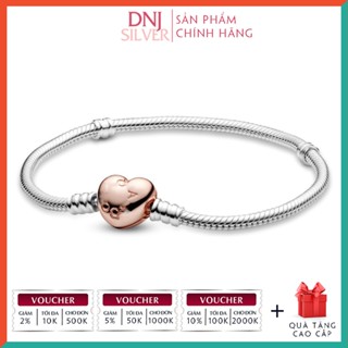  Vòng tay bạc 925 cao cấp - Mẫu vòng Heart Clasp Snake Chain Bracelet có thể mix thêm hạt charm vào vòng theo ý thích 