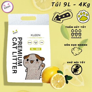 Combo 2 túi Cát Mèo Kleen 4kg - 9l Đất Sét Khử Mùi, Cát Vệ Sinh Mèo Vón Cục Tốt