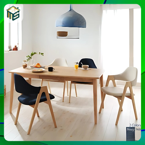 Bộ bàn ghế ăn Emma gỗ cao cấp bọc nệm êm ái, bộ bàn chân tròn 4 ghế, 6 ghế