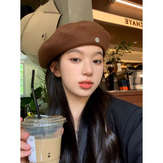  Mũ nồi dạ ép trơn màu tag kim loại tròn cho nữ phong cách tiểu thư nữ tính style hàn quốc thanh lịch nhẹ nhàng 