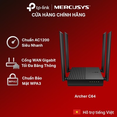 Bộ Phát Wifi TP-Link Archer C64 / A64 Băng Tần Kép Chuẩn AC1200