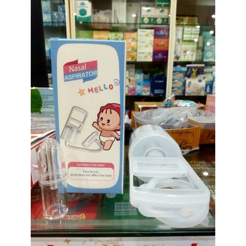 Dụng cụ hút mũi Nasal Aspirator kéo tay chất liệu nhựa nguyên sinh , lực hút mạnh , an toàn cho bé