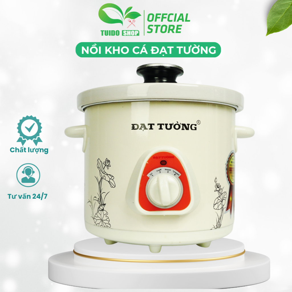 Nồi Nấu Chậm 1L5 2L5 Đạt Tường, Kho Cá, Hấp, Đa Năng, Giữ Nhiệt Lâu với Lõi Sứ Ceramic