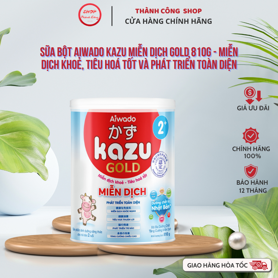Sữa bột Aiwado Kazu Miễn Dịch Gold 810g - MIỄN DỊCH KHOẺ, TIÊU HOÁ TỐT VÀ PHÁT TRIỂN TOÀN DIỆN