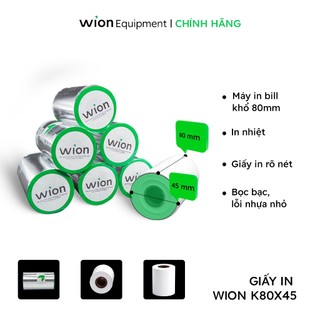 Giấy in hóa đơn WiOn K80, giấy in nhiệt K80x45