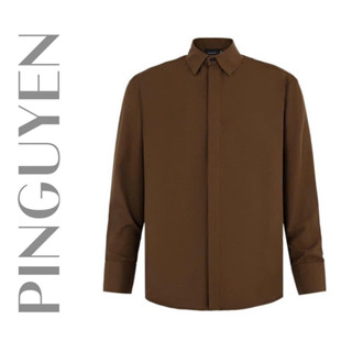 ÁO Sơ Mi Signature Nâu/ Trắng/ Đen, Áo Sơ Mi Nam Cao Cấp PINGUYEN 009