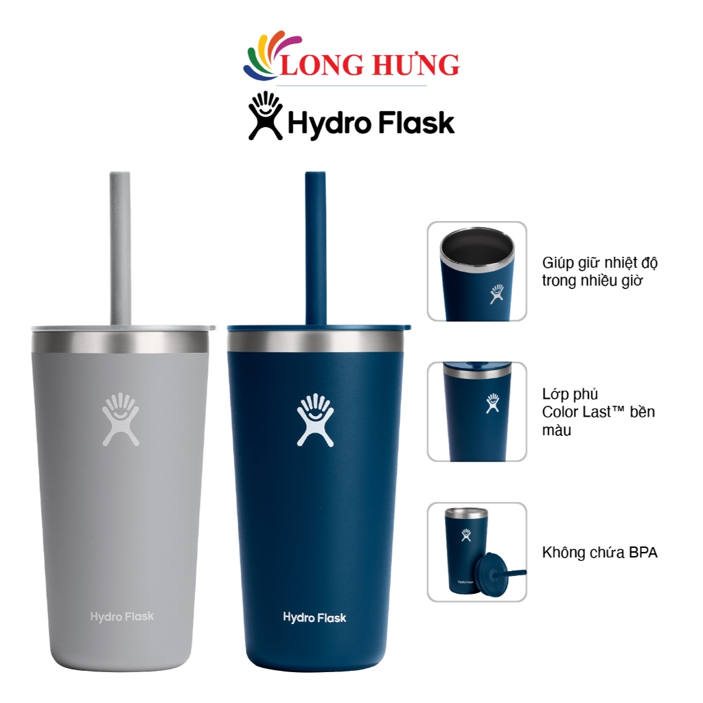 Ly nước giữ lạnh Hydro Flask Around Tumbler Straw Lid 20 OZ/591ml - Hàng chính hãng