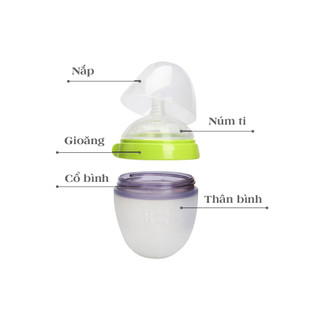 Bình sữa silicone COMOTOMO 150ml/250ml và Set núm ti thay thế