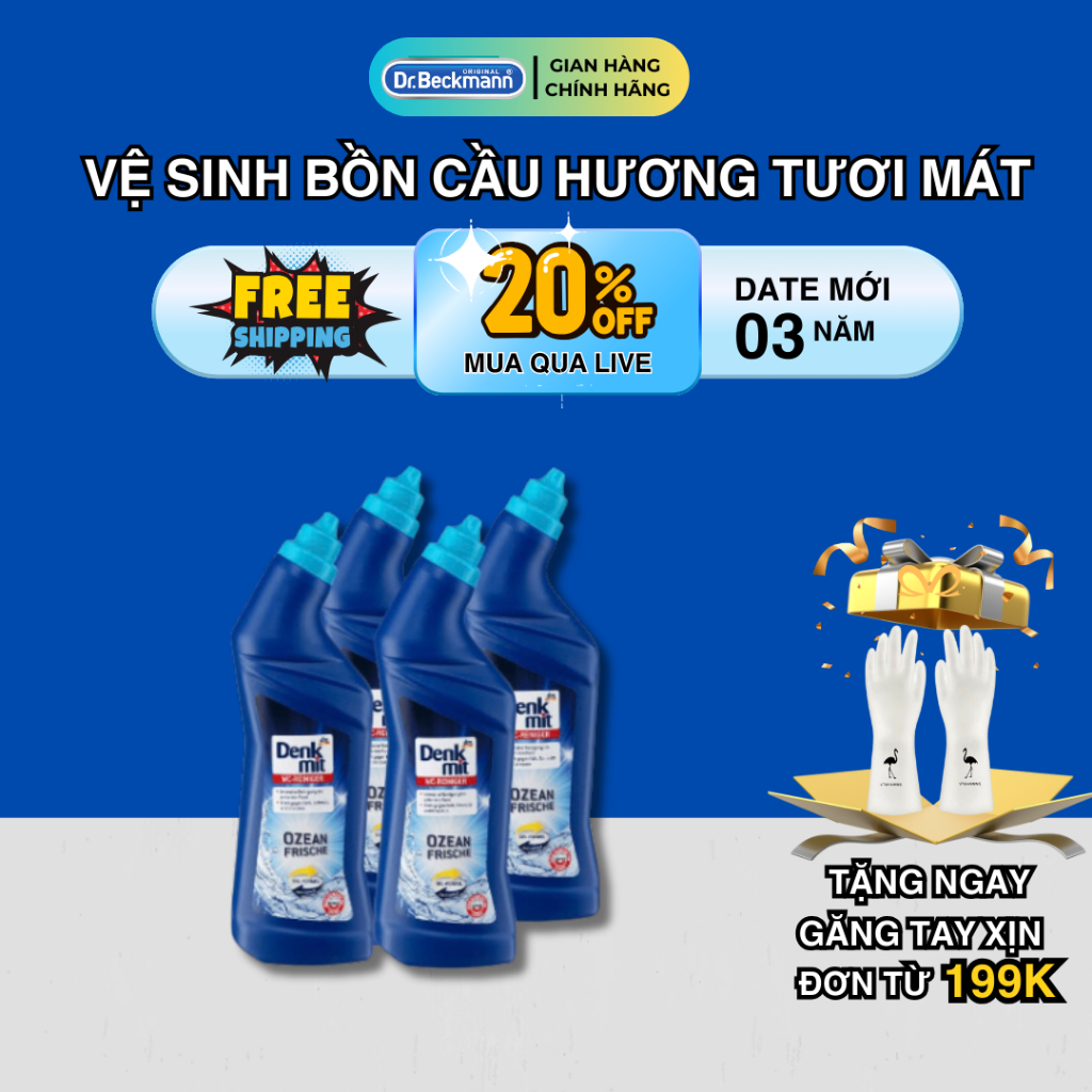Dung dịch tẩy rửa vệ sinh bồn cầu Denkmit 1L nhập khẩu làm sạch vết bẩn và đánh bóng tốt