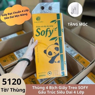 Thùng 4 Túi Giấy Rút SOFY Treo Tường 5120 Tờ / 4 Lớp Đa Năng Cao Cấp,Tặng Kèm Móc Treo Siêu Tiện Lợi