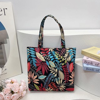  Túi vải Canvas xách tay đeo vai nữ in hình 2 mặt có khoá kéo phong cách cổ điển thời trang HX369 