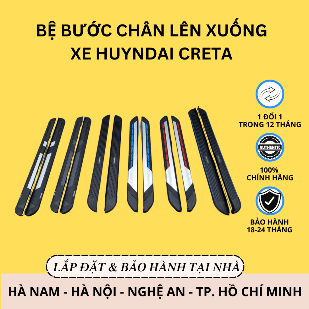 Bệ Bước Chân Lên Xuống Xe HUYNDAI CRETA | Khắc Tên Laser Theo Yêu Cầu | Bậc Dẫm Chân CRETA Nhôm Đúc 