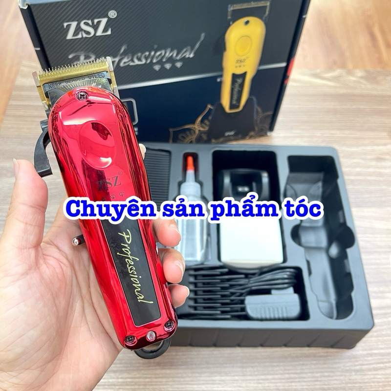 ✅ZSZ Tông đơ cắt tóc ZSZ F88 lưỡi kép titannium không gỉ - cốc sạc 2600mAh - màu đỏ và vàng - thiết 