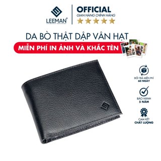    CÓ KHẮC TÊN   Ví Nam Da Bò Vân Hạt Gập Đôi Chính Hãng LEEMAN V206 Bóp Nam Cao Cấp Thiết Kế Nhỏ Gọn 