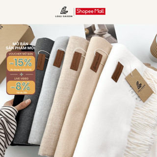 Khăn quàng cổ mùa đông choàng cổ nam nữ trơn LOULI SAIGON len Cashmere cotton cao cấp, kích thước 200 x 70 cm K01