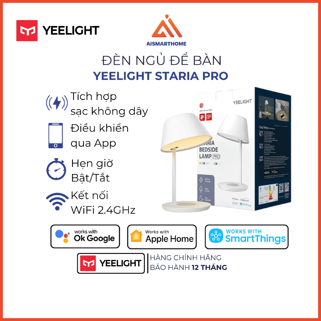 Đèn ngủ Yeelight đế bàn kiêm sạc không dây Staria Pro