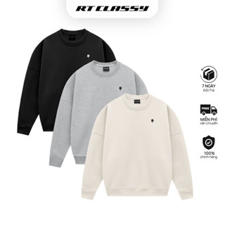 Áo Sweater RT CLASSY Nỉ Cotton Mềm Mịn Dày Dặn Logo Mini Basic Nam Nữ