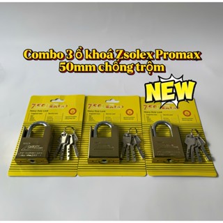 Combo 3 ổ khóa Zsolex cao cấp 50mm chống trộm, chống cắt khóa nhà, khóa cửa,... ( 4 chìa khóa )
