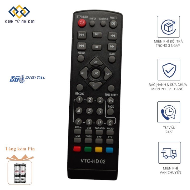 Điều khiển đầu kỹ thuật số VTC-HD 02 Hàng tốtBH 6 tháng-Tặng kèm pin