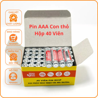 Hộp 40 pin AA và AAA CON THỎ (Pin AA to hơn pin AAA)