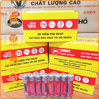 Hộp 40 pin AA và AAA CON THỎ (Pin AA to hơn pin AAA)