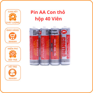 Hộp 40 pin AA và AAA CON THỎ (Pin AA to hơn pin AAA)