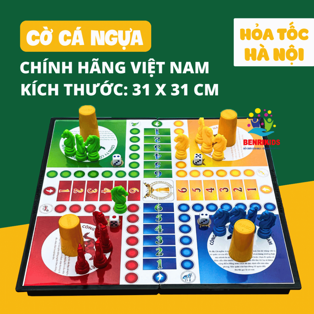 Bộ Cờ Cá Ngựa Cao Cấp Hàng Việt Nam Chất Lượng Cao, Cờ Đua Ngựa Board Game Kích Thước To, Cờ Cá Ngựa