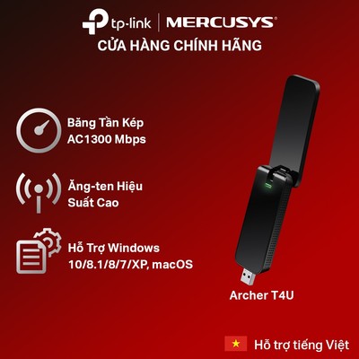 Bộ Chuyển Đổi USB Wifi TP-Link Archer T4U Chuẩn AC 1300Mbps - Hàng Chính Hãng